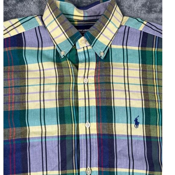 Ralph Lauren Golf Tilden Shirt Men's M Plaid Short Sleeve Button Up Cotton - Picture 4 of 9